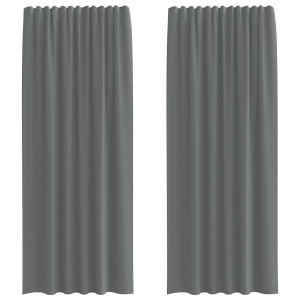 Cortinas de gasa con trabillas 2 uds gris oscuro 140x225 cm H
