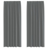 Cortinas de voile com laços 2 pcs cinzento-escuro 140x225 cm 2