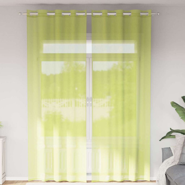 Cortinas de gasa con ojales 2 uds verde manzana 140x300 cm D