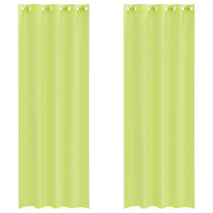 Cortinas de voile com ilhós 2 pcs verde-maçã 140x300 cm H
