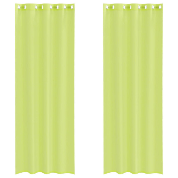 Cortinas de gasa con ojales 2 uds verde manzana 140x300 cm M 2