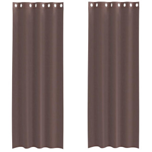 Cortinas de voile com ilhós 2 pcs castanho 140x300 cm H