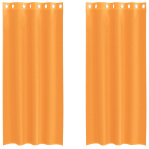 Cortinas de voile com ilhós 2 pcs laranja 140x225 cm H