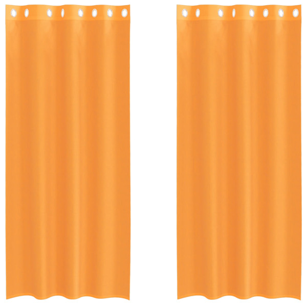 Cortinas de voile com ilhós 2 pcs laranja 140x225 cm M 2