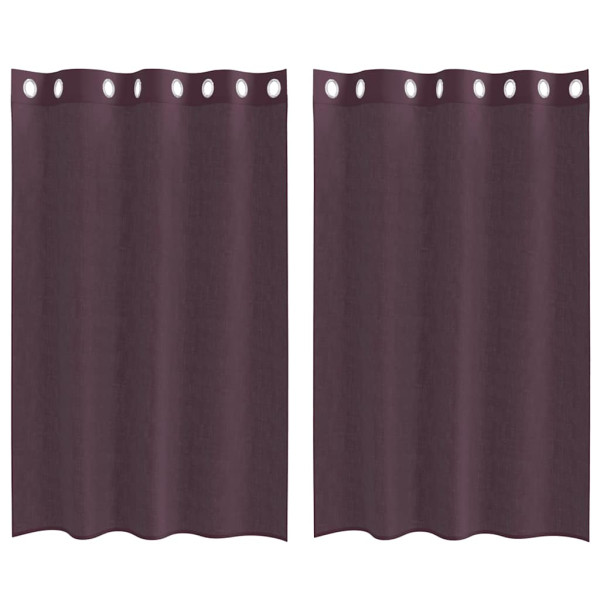 Cortinas de voile com ilhós 2 pcs roxo 140x175 cm M 2