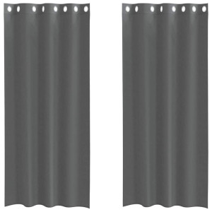 Cortinas de voile com ilhós 2 pcs cinzento-escuro 140x225 cm H