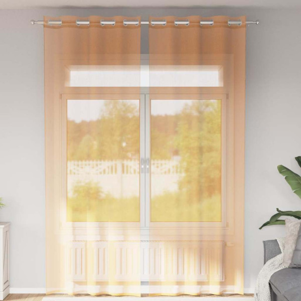 Cortinas de gasa con ojales 2 uds naranja 140x260 cm D