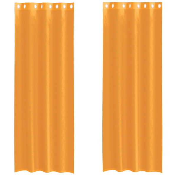 Cortinas de voile com ilhós 2 pcs laranja 140x260 cm M 2