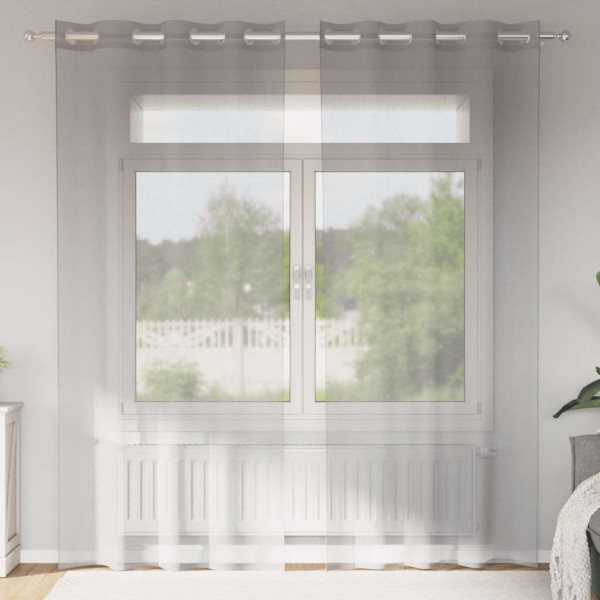 Cortinas de gasa con ojales 2 uds gris claro 140x225 cm D