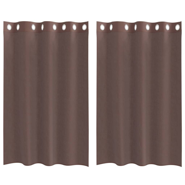 Cortinas de voile com ilhós 2 pcs castanho 140x175 cm M 2