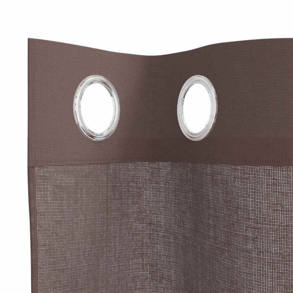 Cortinas de voile com ilhós 2 pcs castanho 140x175 cm M 5