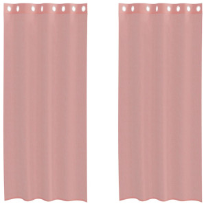 Cortinas de voile com ilhós 2 pcs rosa 140x245 cm H