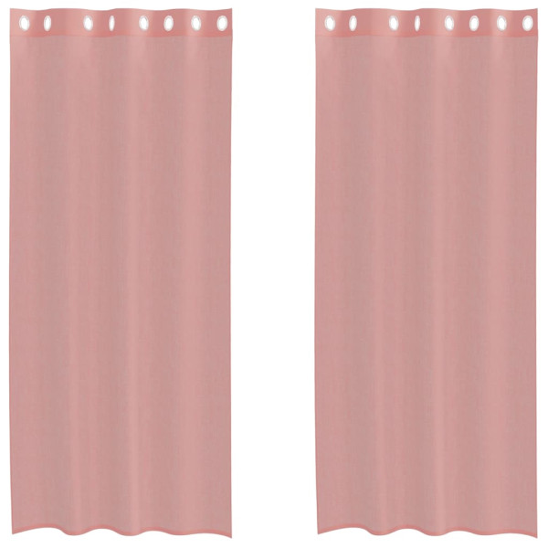 Cortinas de gasa con ojales 2 uds rosa 140x245 cm M 2