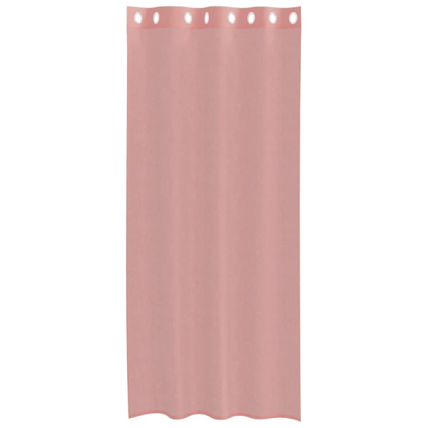 Cortinas de voile com ilhós 2 pcs rosa 140x245 cm M 4
