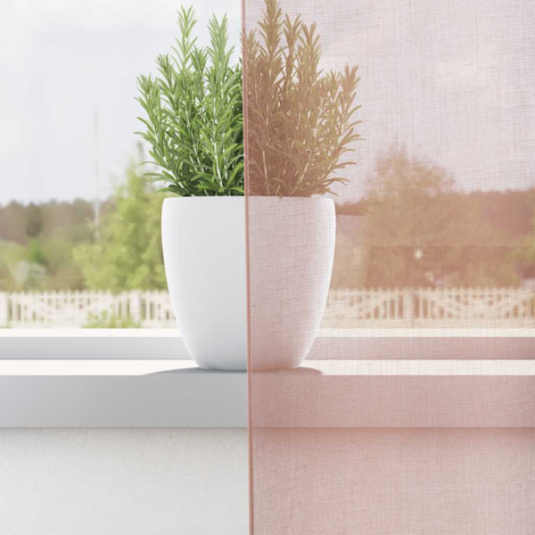 Cortinas de voile com ilhós 2 pcs rosa 140x300 cm M 3