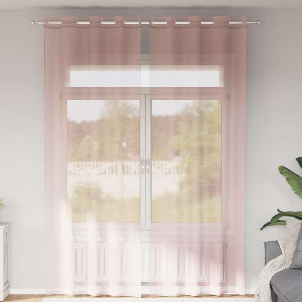 Cortinas de gasa con ojales 2 uds rosa claro 140x260 cm D
