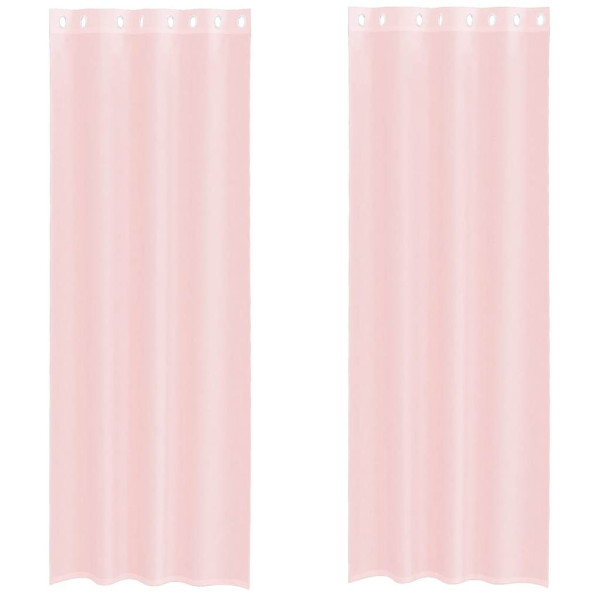 Cortinas de gasa con ojales 2 uds rosa claro 140x260 cm M 2