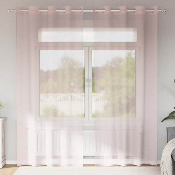 Cortinas de gasa con ojales 2 uds rosa claro 140x225 cm D