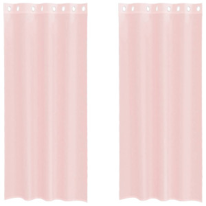 Cortinas de voile com ilhós 2 pcs rosa-claro 140x225 cm H