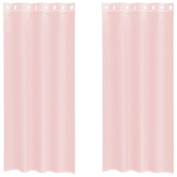 Cortinas de gasa con ojales 2 uds rosa claro 140x225 cm M 2