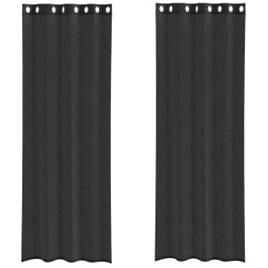 Cortinas de voile com ilhós 2 pcs preto 140x300 cm H