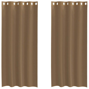 Cortinas de voile com ilhós 2 pcs castanho-claro H