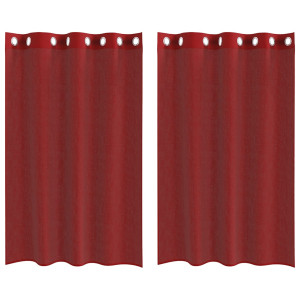 Cortinas de voile com ilhós 2 pcs vermelho tinto H