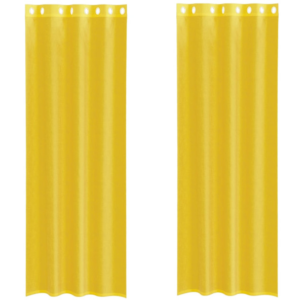 Cortinas de voile com ilhós 2 pcs amarelo M 2