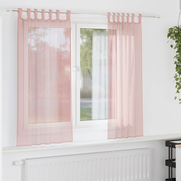 Cortinas de gasa con bolsillos para varillas 2 uds. rosa D