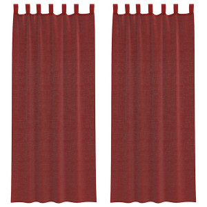Cortinas de voile com bolsos para varão 2 pcs vermelho tinto H