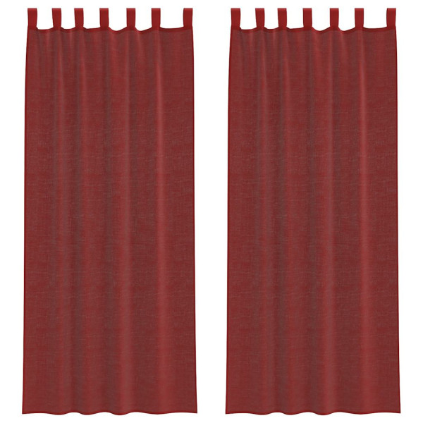 Cortinas de voile com bolsos para varão 2 pcs vermelho tinto M 2