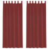 Cortinas de voile com bolsos para varão 2 pcs vermelho tinto 2