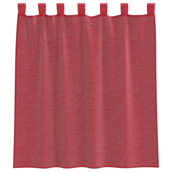Cortinas de voile com bolsos para varão 2 pcs vermelho tinto M 4