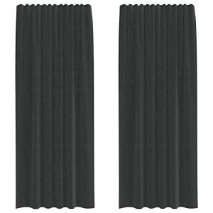 Cortinas de voile com aba 2 pcs preto H