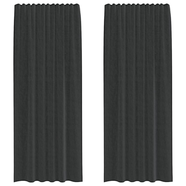 Cortinas de voile com aba 2 pcs preto M 2