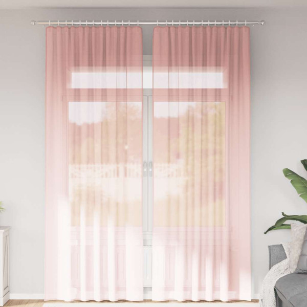 Cortinas de gasa con trabillas 2 uds rosa 140x260 cm D