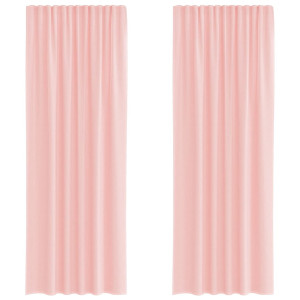 Cortinas de voile com laços 2 pcs rosa 140x260 cm H