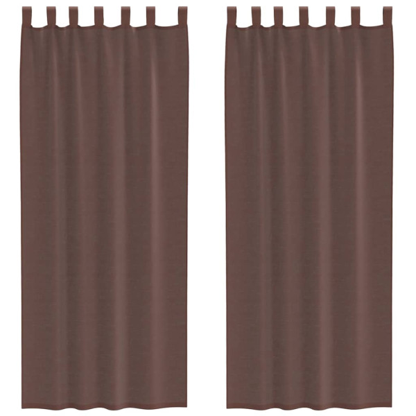 Cortinas de gasa con bolsillos para varillas 2 uds. marrón M 2