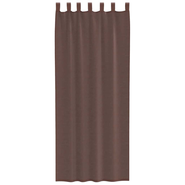 Cortinas de voile com bolsos para varão 2 pcs castanho M 4