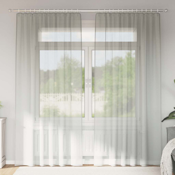 Cortinas de gasa con trabillas 2 uds gris claro 140x245 cm D