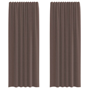 Cortinas de voile com aba 2 pcs castanho H