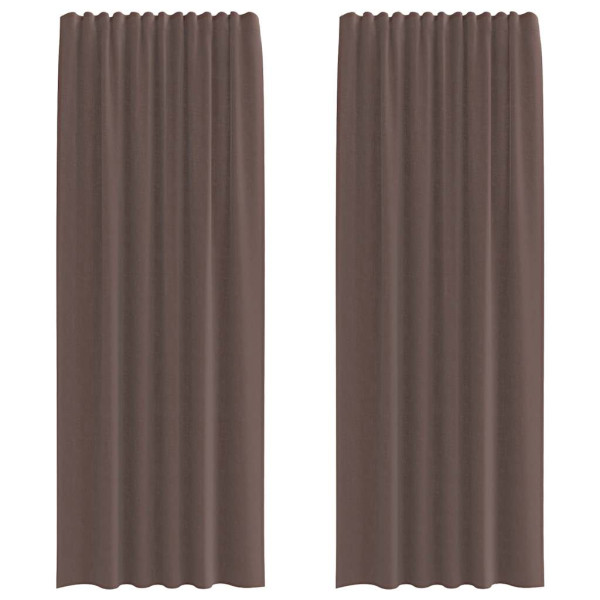 Cortinas de voile com aba 2 pcs castanho M 2