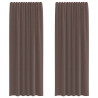 Cortinas de voile com aba 2 pcs castanho 2