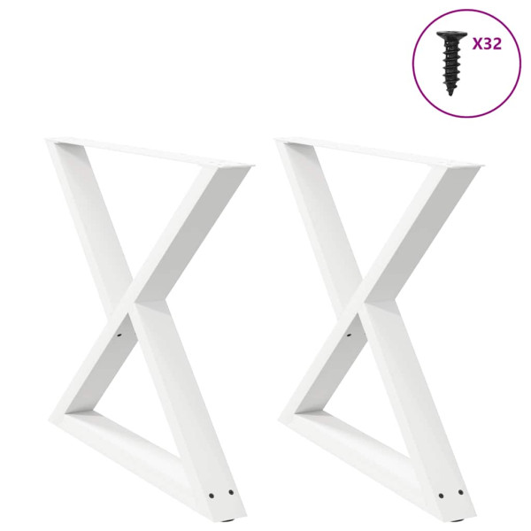 Patas para mesa de comedor 2 uds acero blanco 90x(72-73.3) cm D