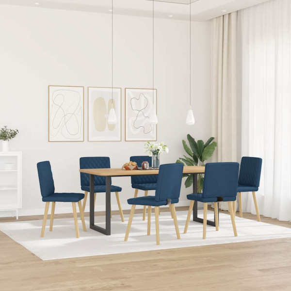 Sillas de comedor 6 unidades tela azul M 2