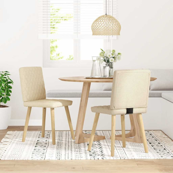 Sillas de comedor 2 unidades tela color crema D