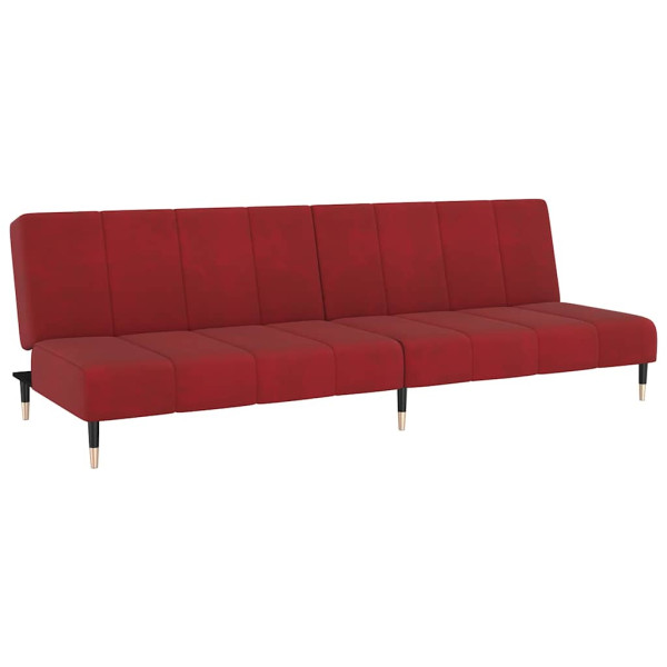 Sofá-cama de 2 lugares veludo vermelho tinto M 2