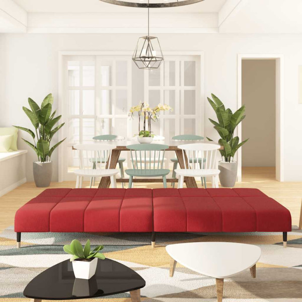Sofá-cama de 2 lugares veludo vermelho tinto M 3