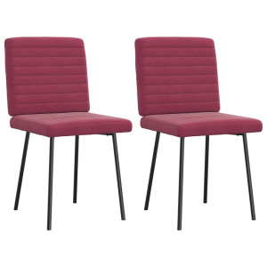 Cadeiras de jantar 2 pcs veludo vermelho tinto H