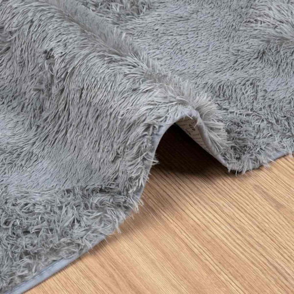 Tapete shaggy de pelo alto NAVARRA 240x240cm cinzento prateado M 5